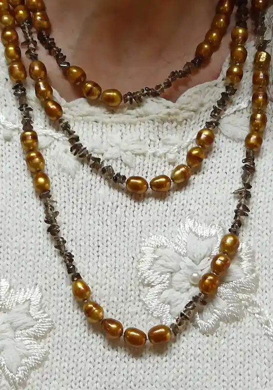 Vintage Gold Necklace Freshwater Pearl Jewelry/Long Pearl Necklace/Classic Pearl Necklace Gift for her/Fresh water Pearl Necklace Mother Day 