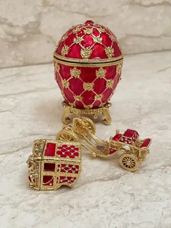 Faberge Ruby Faberge style egg & Faberge Pendant - Red Faberge egg Perfect gift to her HANDMADE Faberge Luxury Jewelry box egg 24k GOLD 