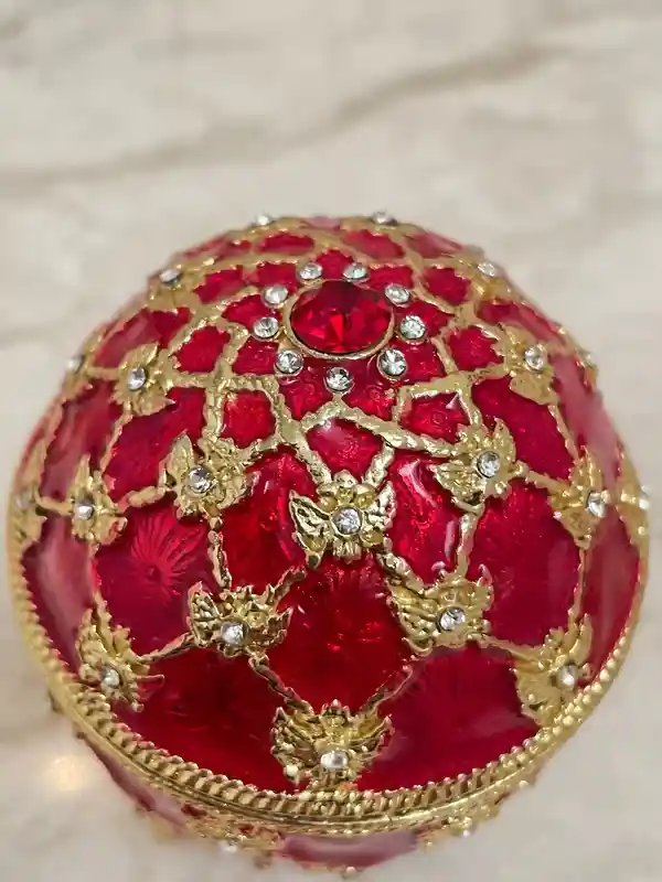 Handmade Ruby Faberge Style Egg Trinket & Gold Bracelet Faberge egg Christmas Easter Egg Valentine Gift for him, Faberge egg Decorative box 