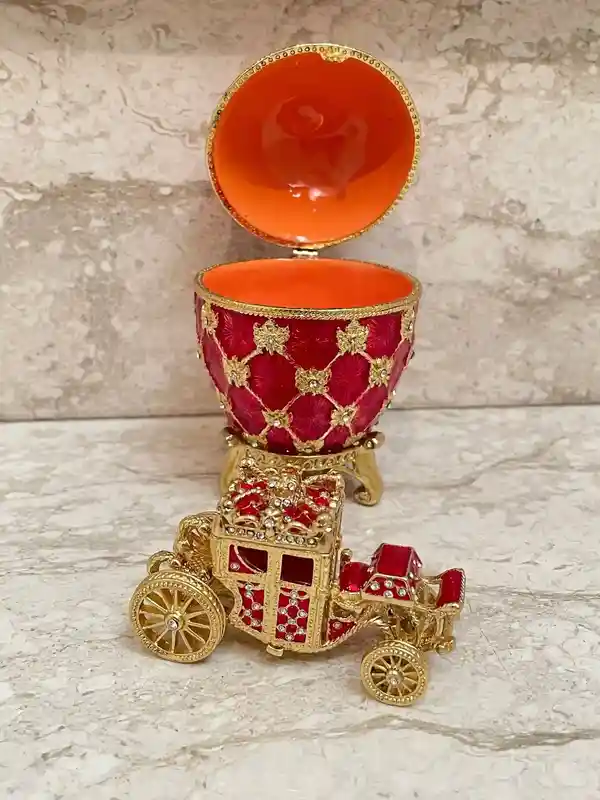 Handmade Ruby Faberge Style Egg Trinket & Gold Bracelet Faberge egg Christmas Easter Egg Valentine Gift for him, Faberge egg Decorative box 
