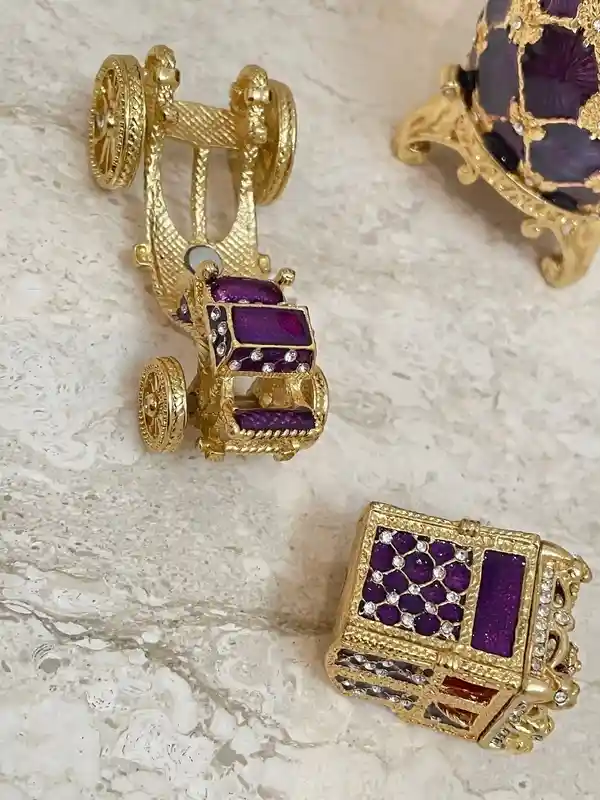 Amethyst Faberge egg EMPEROR Faberge style Egg Guilloche Enamel Boyfriend Grad Gift for him 24k GOLD Austrian Crystal HANDSET Home decor 