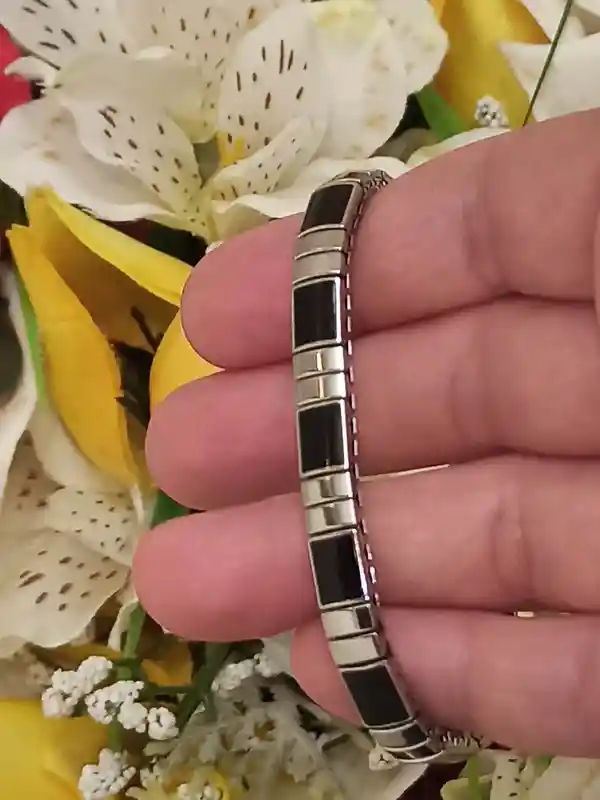 ONYX Silver Bracelet HANDMADE Jewelry/Everyday Bracelet gift Couples Gifts for boyfriend girlfriend/Onyx bracelet gifts for husband wife mom 