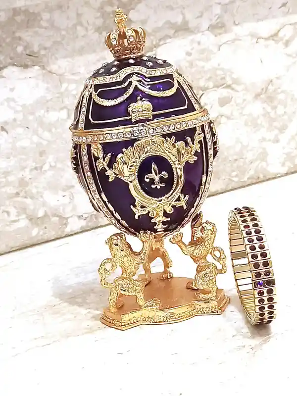 Fabergé Egg HANDMADE 333 Austrian Crystals Jeweled Crown Trinket for Men Fabergé Egg Gift for Him Trinket Grad Gift Husband Anniversary Men