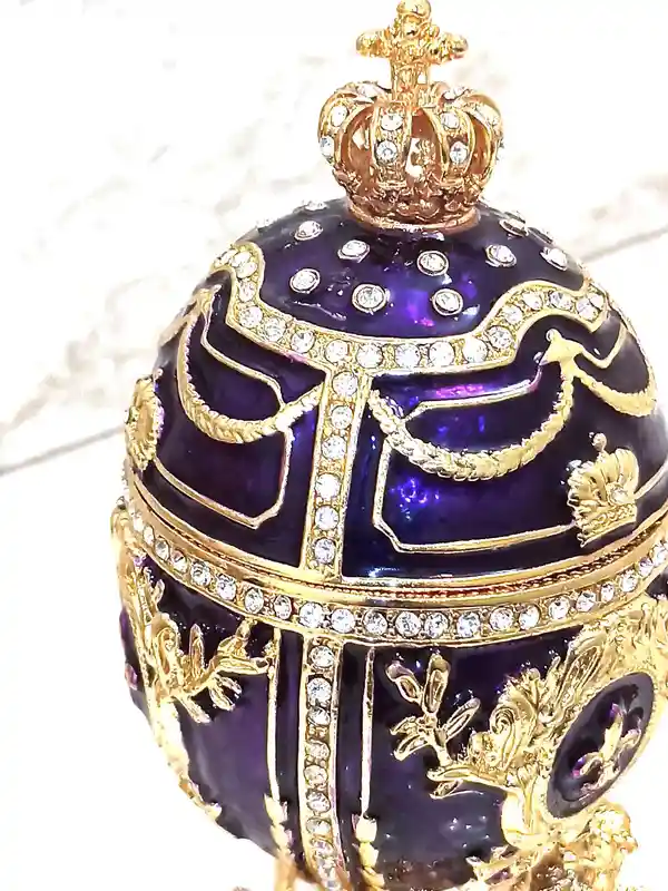 Faberge Style Egg box/Faberge Egg 24K GOLD 4ct Faberge Trinket Box/Faberge Egg Jewelry Boxes + 2ct Bracelet / Christmas Gift for women 