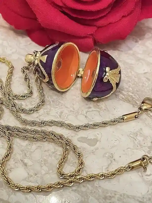 Amethyst Faberge Egg Carriage Trinket box Faberge Necklace Austrian Crystal Jewelry box SET Faberge Ornament Wife Jewelry box Faberge style 