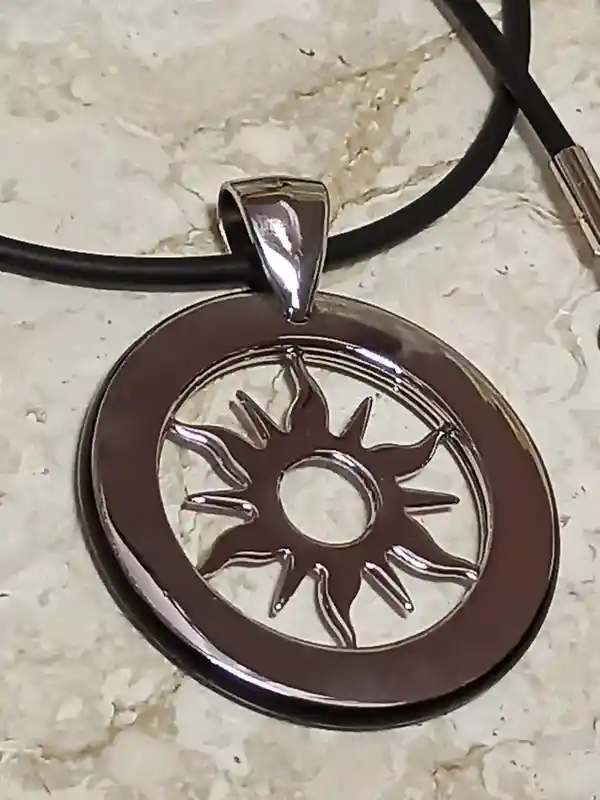 Silver Sun Necklace/Sun Solar Necklace Pendant Viking Norse Jewelry Sun Wheel of Life Sign Celtic Symbol Pagan Necklace Handmade Design 