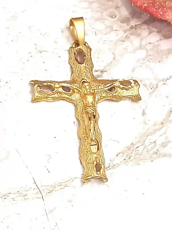 One of a KIND Cross Solid 18kt GOLD Christian Jewelry Cross Crucifix Christian Mom Jesus Christ Cross Unique gift for her- Cross for Women 