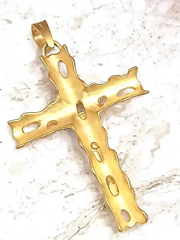 One of a KIND Cross Solid 18kt GOLD Christian Jewelry Cross Crucifix Christian Mom Jesus Christ Cross Unique gift for her- Cross for Women 