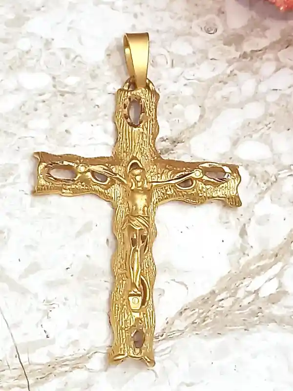 One of a KIND Cross -Solid 18kt GOLD Christian Jewelry-Cross Crucifix-Christian Mom - Jesus Christ Cross-Unique gift for her-Cross for Women 