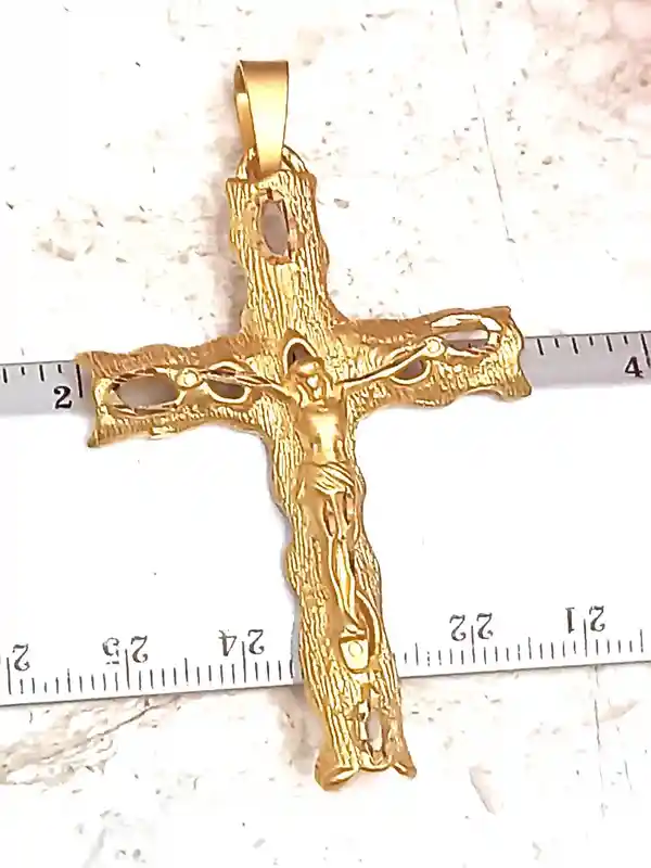 One of a KIND Cross -Solid 18kt GOLD Christian Jewelry-Cross Crucifix-Christian Mom - Jesus Christ Cross-Unique gift for her-Cross for Women 