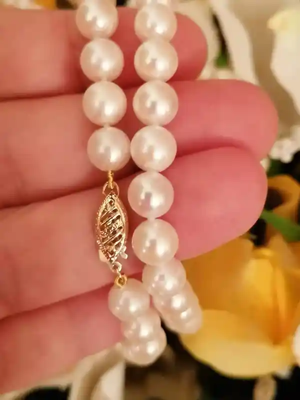 Akoya Pearl Necklace gift AAA grade 18k solid Gold Japanese White NATURAL CULTURED Pearl Necklace Wedding Bridal Jewelry South Sea Pearl 