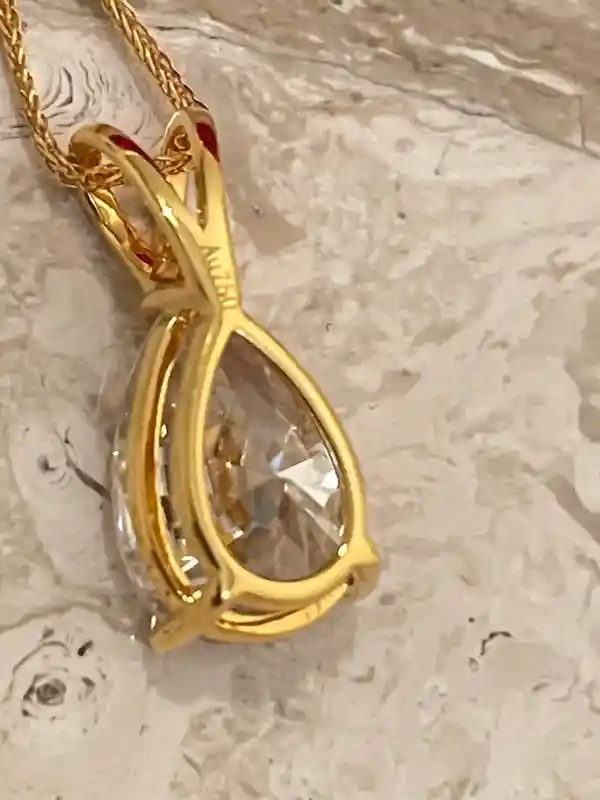 4ct Pear Diamonds Solitaire Necklace Pendant Earrings SET, Solid 18k Yellow Gold Diamond Jewelry for women,Birthday Anniversary gift for her 