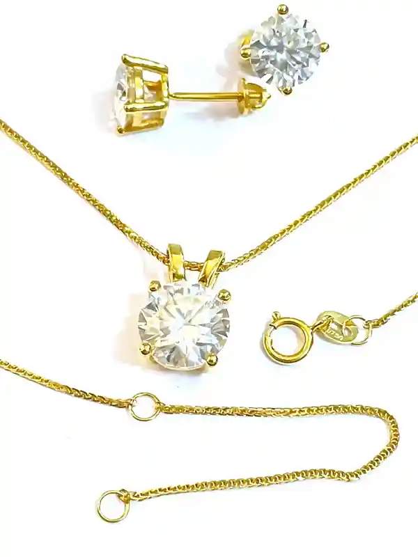 4ct GIA Certified Diamond Jewelry Necklace Earrings SET, SOLID 18k Gold Jewelry, VVS1 Diamond D Color, Round Diamond Solitaire Brilliant Cut 