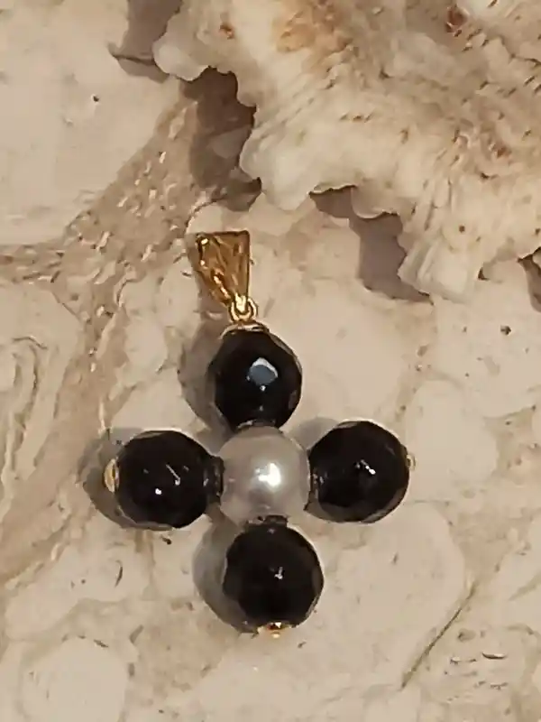 Graduation Cross Pearl for Jewelry 18k GOLD Pendant Cross Crucifix for girlfriend Birthday Christian Cross ONYX GEMSTONE Cross Jewelry women 