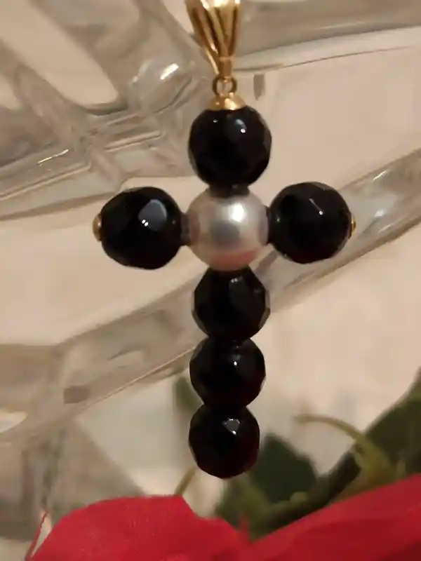 18k GOLD Pearl Cross Jewelry women LUXURY Pendant Christian Mom Gift Birthday Jewelry for Her Cross Pendant Cross Mom Christian Jewellery 