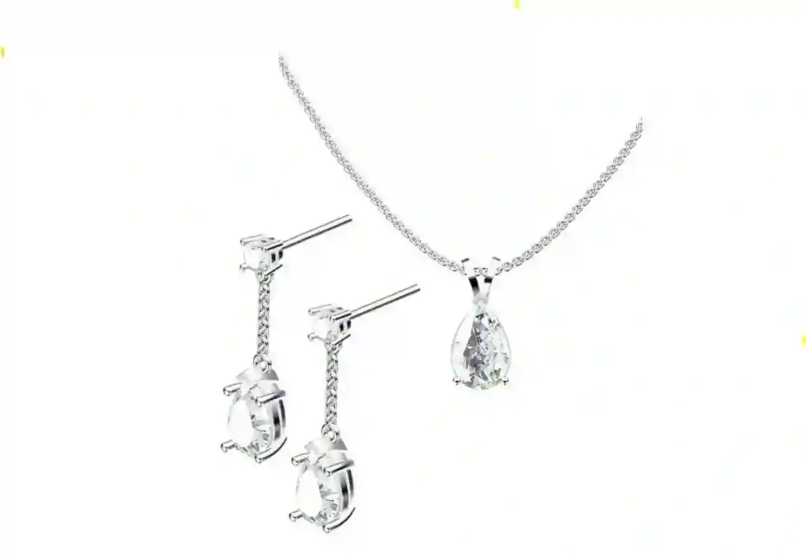 4 carat DIAMOND SOLID 18k Gold Platinum Pear Shaped diamond Wedding SET Earrings Diamond Pendant Necklace White Gold Bridal Jewelry for her 