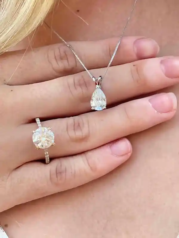 4 carat DIAMOND SOLID 18k Gold Platinum Pear Shaped diamond Wedding SET Earrings Diamond Pendant Necklace White Gold Bridal Jewelry for her 