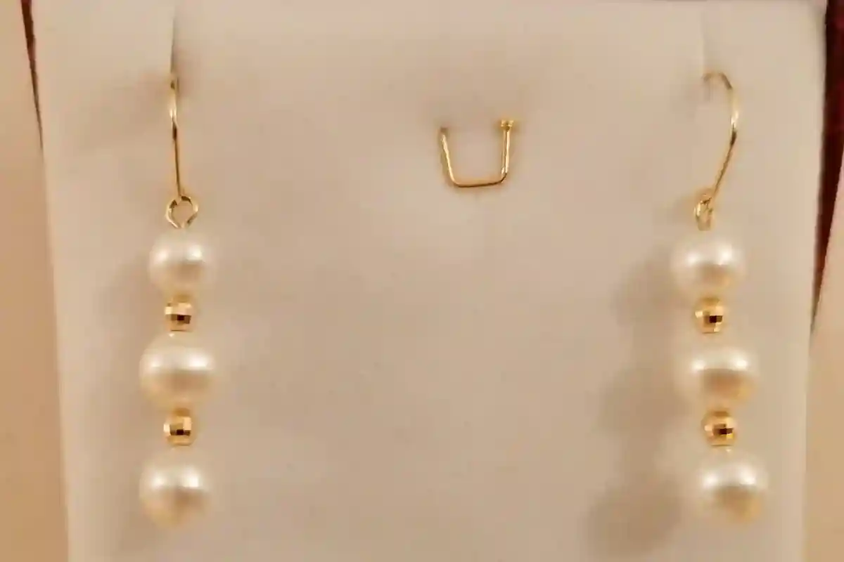 Akoya Pearl Drop Earrings 18k solid GOLD gift for bride Genuine Japanese CULTURED Akoya Sea water Pearl Wedding Earrings/Akoya Pearl Earring 