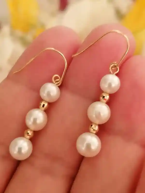 Akoya Pearl Drop Earrings 18k solid GOLD gift for bride Genuine Japanese CULTURED Akoya Sea water Pearl Wedding Earrings/Akoya Pearl Earring 