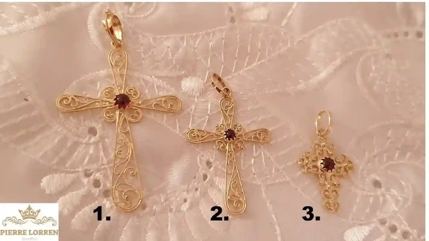18Kt Solid GOLD Garnet Cross pendant gift for women/FILIGREE Gold Cross Charm Religious Jewelry Byzantin pendant 18k HANDMADE Christian gift 