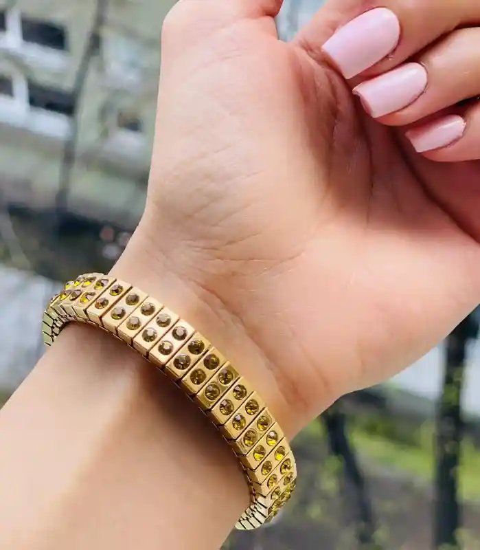 2ct, Citrine bracelet, 24k GOLD, GEMSTONE bracelet, Citrine, November birthstone bracelet for women, Citrine Jewelry, 96 HANDSET Gemstones 