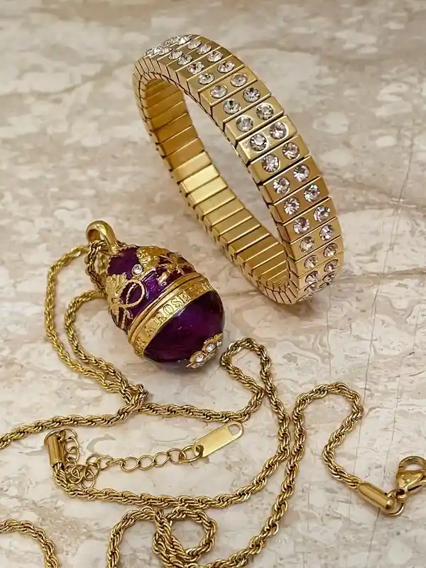 Designer, Faberge egg Necklace, Faberge Pendant, Amethyst Diamond Pendant, 114 Austrian Crystals HANDMADE Jewelry Birthday Christmas present 
