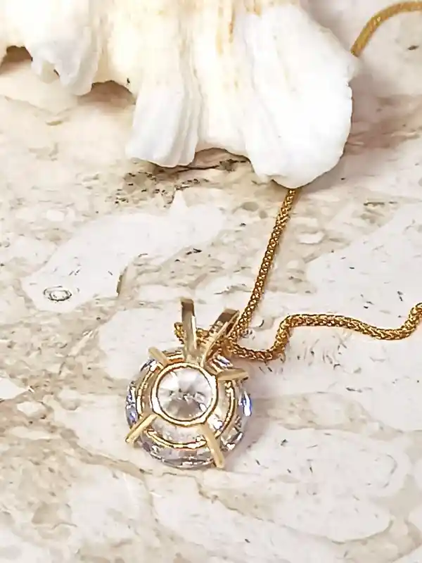 SOLID 18K Gold, 1.5ct carat, DIAMOND Necklace, Luxury Jewelry, SOLITAIRE Necklace, Gift for Her, Valentines, Statement Necklace, 18