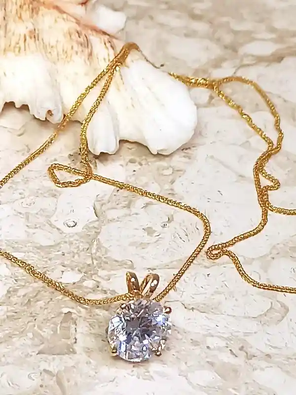 SOLID 18K Gold, 1.5ct carat, DIAMOND Necklace, Luxury Jewelry, SOLITAIRE Necklace, Gift for Her, Valentines, Statement Necklace, 18