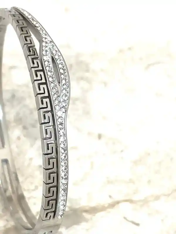 Designer Grecian Jewelry Pure White Gold Vermeil Fine Greek key Bracelet Meander Bracelet Egyptian Jewelry Eye PROTECTION Bracelet Swaroski 