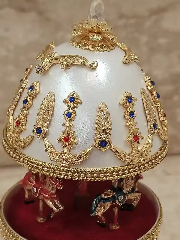 Dog Lover Gift-Dog Music box-ONLYONEOF-FABERGE Animal Music Box -Dog Owner Gift-HANDCARVED Natural Egg 24kt Gold 400 Handset AustrianCrystal 