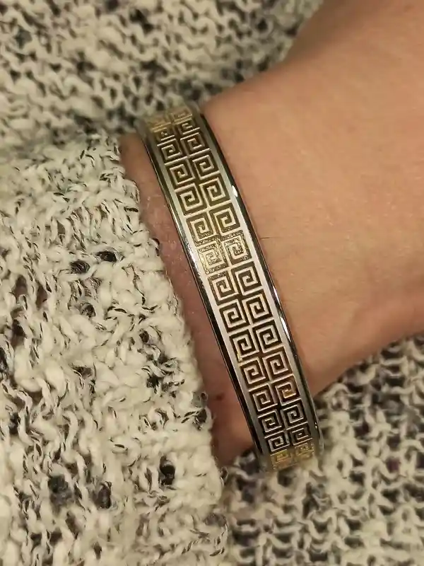 Silver Bangle Bracelet for women/Greek Key Bracelet/Meander Bracelet/Greek Key Bangle/Greek Jewelry/Birthday Gift for Her Friend Teacher mum 