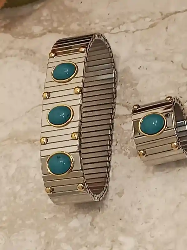 9ct Turquoise Bracelet and Ring Jewelry /Turquoise Jewelry/Jewelry Gift/Mothers Day Bracelet Ring/Mother Gift/Mothers Day Gift from daughter 