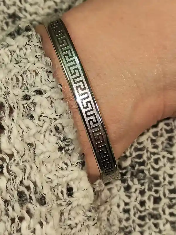 ANCIENT Meander Bangle Bracelet Ancient GREEK Key SILVER Cuff Bangle Greek Statement Bracelet Greek Jewelry Birthday Friendship Couples Gift 