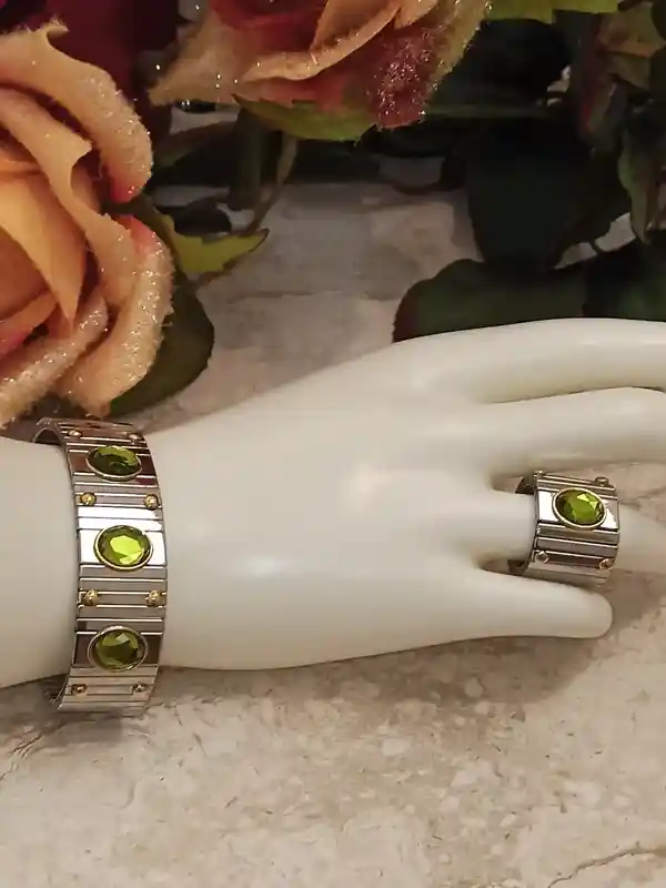 SILVER Peridot Bracelet and Ring 9ct/HANDMADE Jewelry/Green Gemstone Bracelet Ring/Gemstone Jewelry/LUCK Gift Jewelry/Birthday Gifts for Mom 