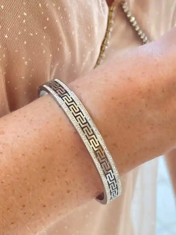 Gun Metal Meander Bracelet, Greek Key Bracelet, Greek Key Jewelry, Men's Bracelet, Meander Jewelry, Ancient Greece, Graduation, Birthday Gift for Him.