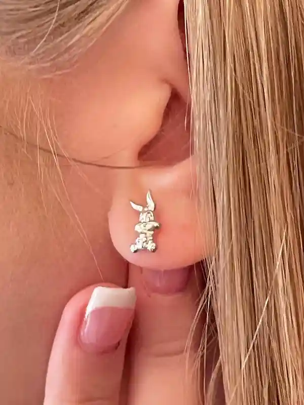 Bugs Bunny Earrings - Bugs Bunny Jewelry - Original Warner Bros -Looney Tunes Earrings - SOLID 18k GOLD - Rabbit Earrings - Rabbit Jewellery 