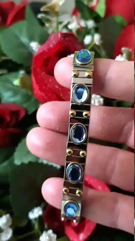 Blue TOPAZ Bracelet/HANDMADE Bracelet for Women/Blue Stacking Bracelet Gift/SILVER Bracelet Women/Gift for her/Wedding Glam Hand jewelry 