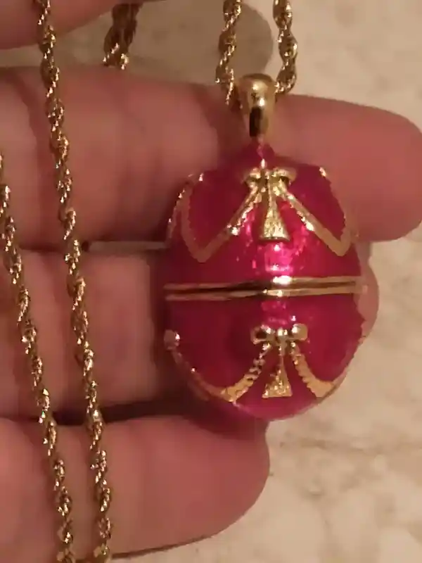Mothers Day gift from daughter,Red Faberge-Style egg MUSIC box Trinket & Faberge style egg pendant ,Wife Birthday Mom gift,Sister Anniversary wife 