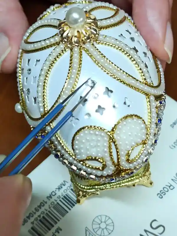 FABERGE-Style Egg, Gift for Couple Wedding ,ONE Of a Kind, Unique Wedding gift ideas ,Mother In Law Gift, FAberge MUSIC box ,Sapphire , 24k Gold 