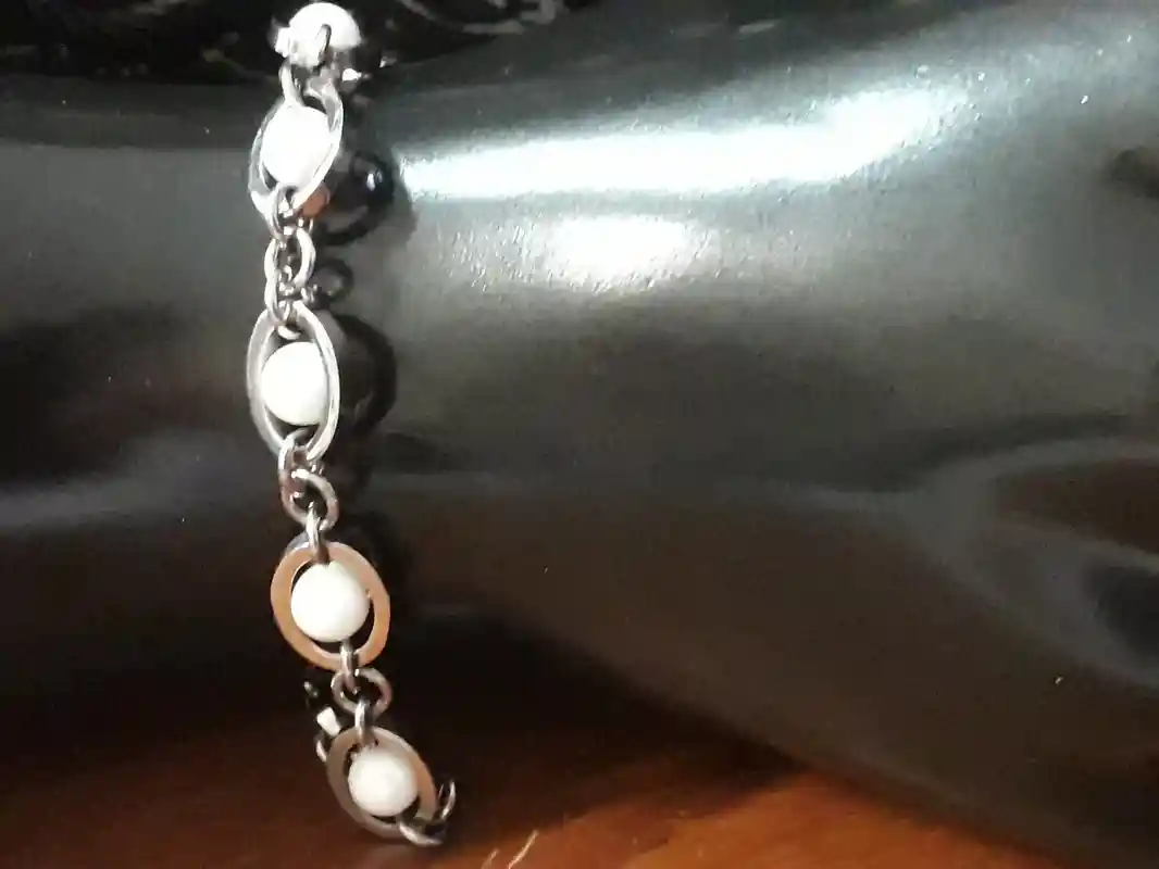 Silver Pearl bracelet for women gifts for mom neckalce pendant TARNISH FREE silver jewelry adjustable length, hand made shiny silver steel 