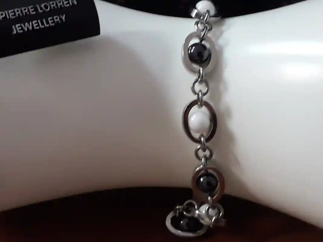 Silver Pearl bracelet for women gifts for mom neckalce pendant TARNISH FREE silver jewelry adjustable length, hand made shiny silver steel 