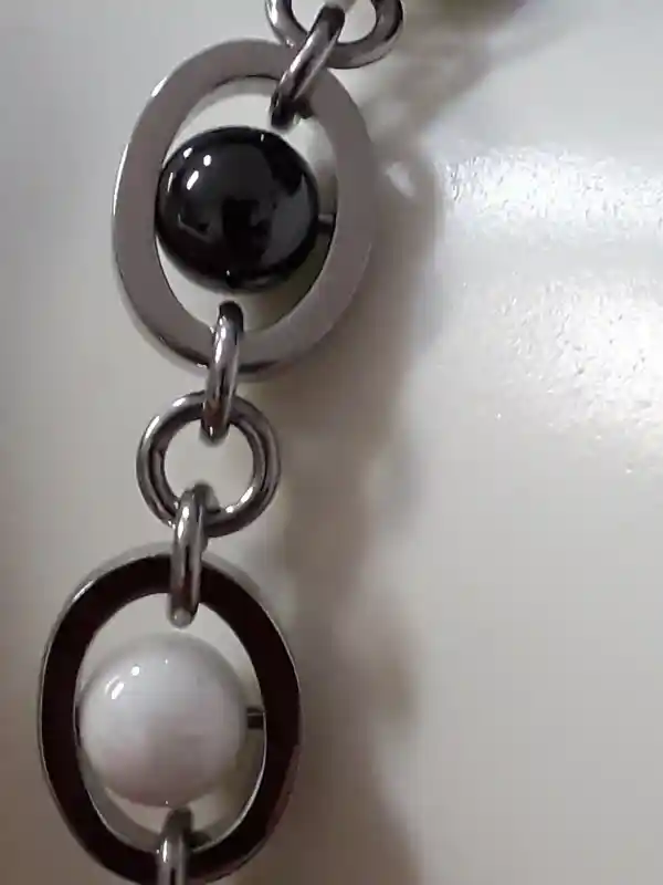 Silver Pearl bracelet for women gifts for mom neckalce pendant TARNISH FREE silver jewelry adjustable length, hand made shiny silver steel 