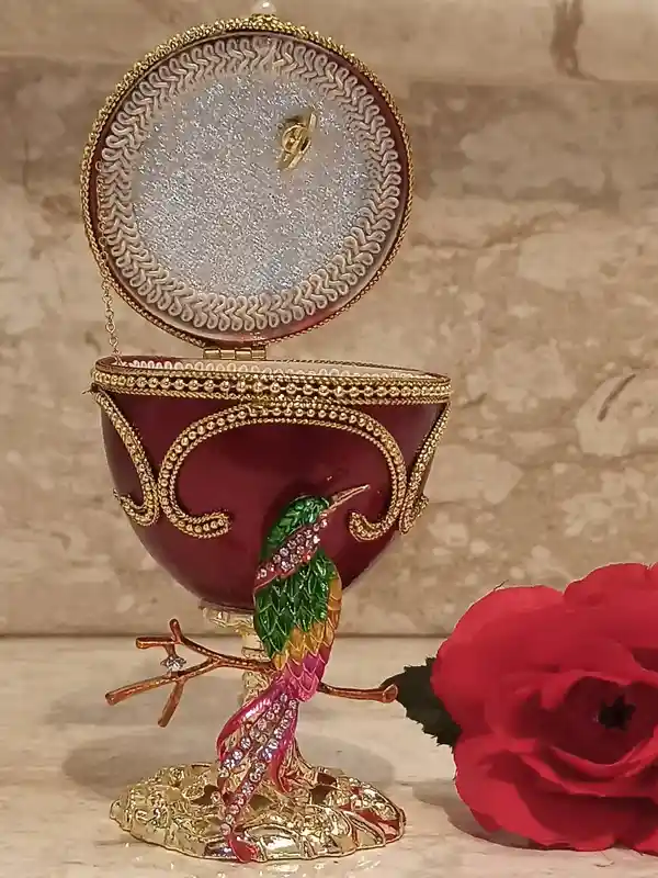 Faberge-Style egg Bird of Happiness Trinket,Mothers day gift,FABERGE egg MUSIC Box,Mothers day TRINKET box,Jewelry Box for Mother,Mom Bird Gift 