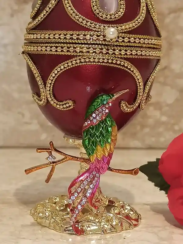 Faberge-Style egg Bird of Happiness Trinket,Mothers day gift,FABERGE egg MUSIC Box,Mothers day TRINKET box,Jewelry Box for Mother,Mom Bird Gift 