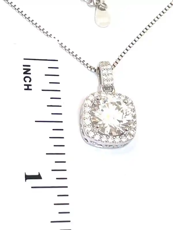 2 carat Princess Cut Diamond Necklace Solitaire Diamond Solitaire Pendant Square Cut Diamond Anniversary gift for her Mothers day Mom tobe 