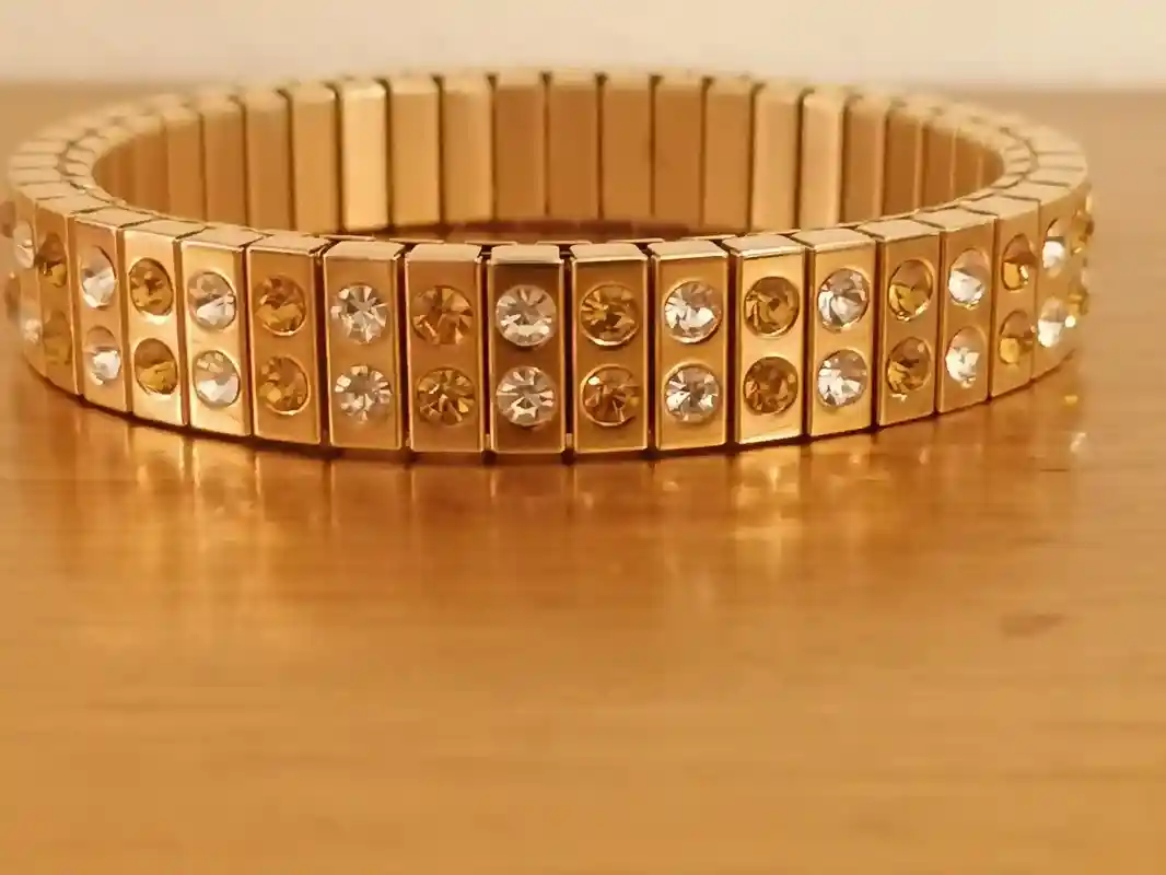 Swarovski Citrine Bracelet 24k GOLD Jewelry/Minimalist Evening Bracelet Bangles Yellow Gem Stretch Ladies /November Birthday Gifts for Woman 
