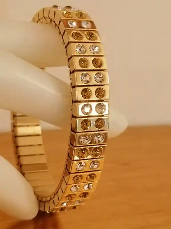 Swarovski Citrine Bracelet 24k GOLD Jewelry/Minimalist Evening Bracelet Bangles Yellow Gem Stretch Ladies /November Birthday Gifts for Woman 