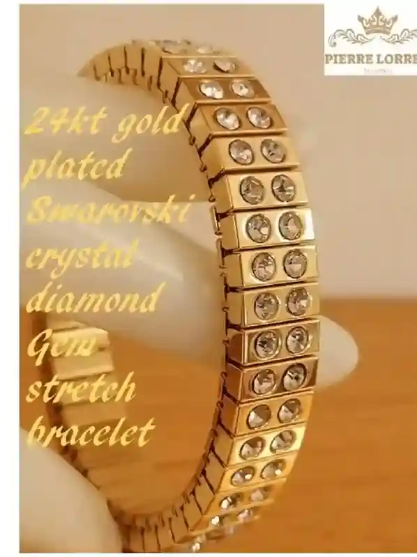 Swarovski Citrine Bracelet 24k GOLD Jewelry/Minimalist Evening Bracelet Bangles Yellow Gem Stretch Ladies /November Birthday Gifts for Woman 