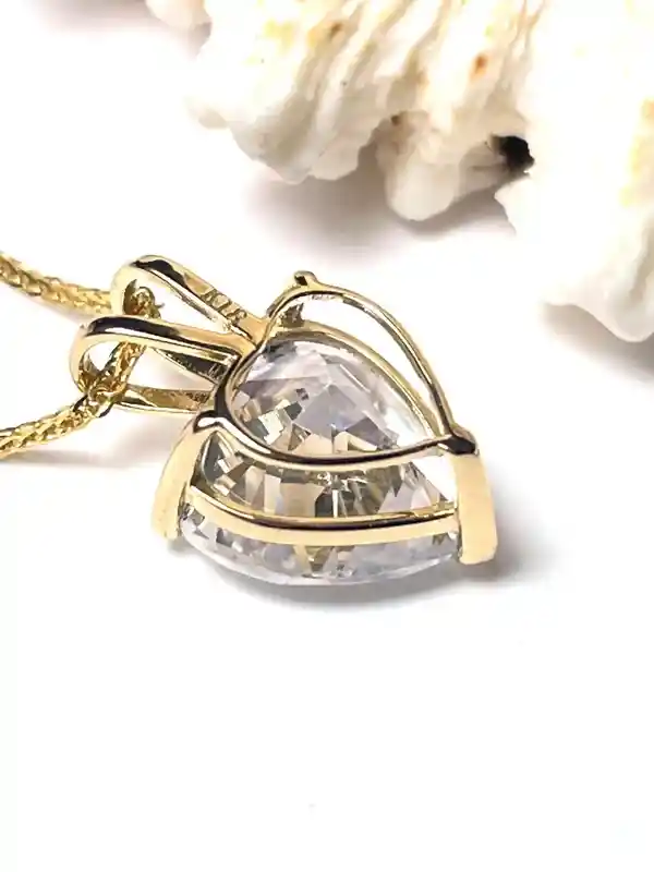 8mm Wedding Gift for her Heart Diamond Necklace Gold 18K Yellow Gold Diamond Heart shaped Solitaire Necklace Diamond Heart Pendant Necklace 