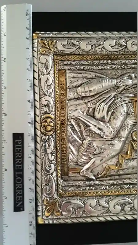 Solid Silver BYZANTINE Icon 24kt GOLD EASTERN Orthodox Russian Christian Handmade Virgin Mary Our Lady Panagia Kykko Theotoko Tarnish free 